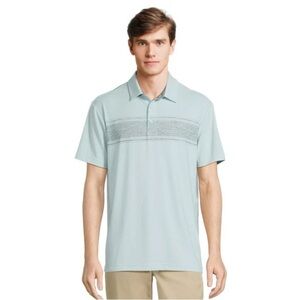 George Men’s Short Sleeve  Print Polo Shirt, Size L light Blue Green 
NWOT